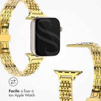 Selencia Bracelet en acier slim style Jubilee Apple Watch Series 1 t/m 9 / SE (38/40/41 mm) | Series 10 / 11 (42 mm) - Doré