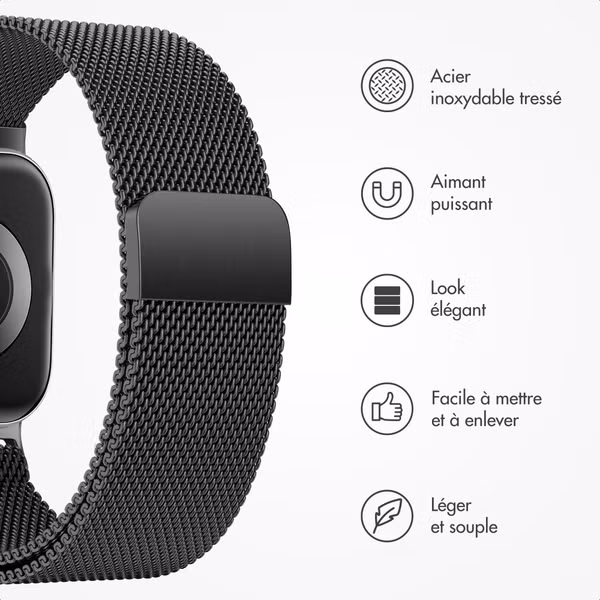 imoshion Bracelet magnétique milanais Xiaomi Smart Band 9 / 8 Pro / Redmi Watch 6 / 5 / 4 - Noir