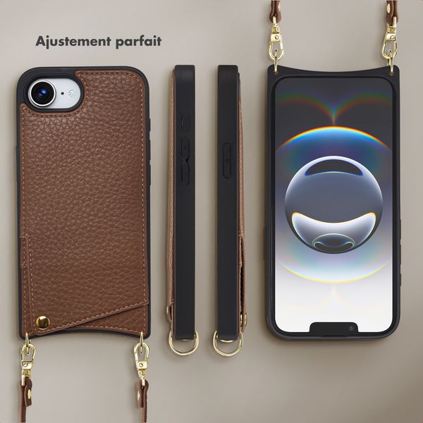 Selencia Coque de télephone Nova avec cordon et porte-cartes Apple iPhone 16e - Mocha Brown