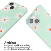 imoshion Coque design en silicone avec cordon iPhone 13 - Green Flower Distance