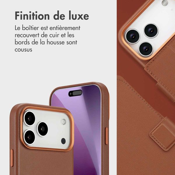 Accezz Étui de téléphone portefeuille en cuir 2-en-1 avec MagSafe Apple iPhone 17 Pro Max - Sienna Brown