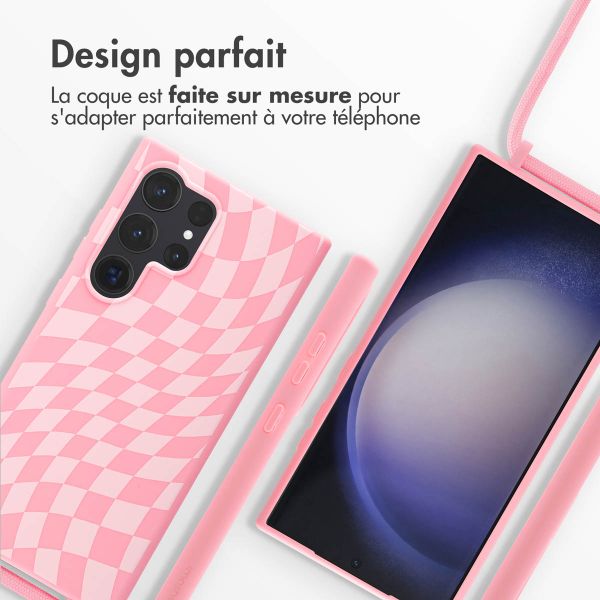 imoshion Coque design en silicone avec cordon Samsung Galaxy S24 Ultra - Retro Pink