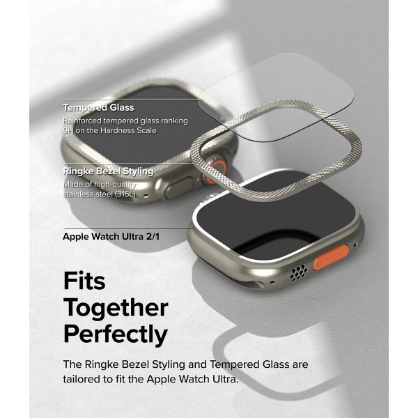 Ringke Bezel Styling + Protection d'écran Apple Watch Ultra - 49 mm - Knurling Titanium