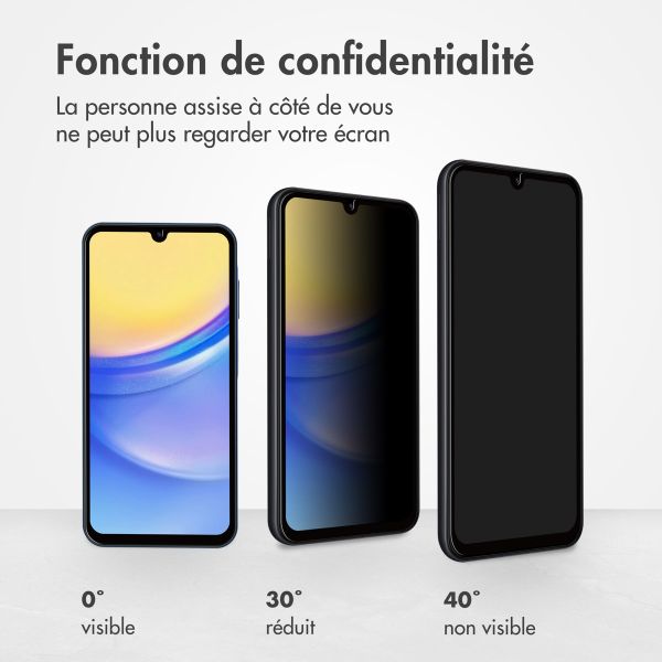 Accezz Protection d'écran en verre trempé Privacy Samsung Galaxy A15 (5G/4G)