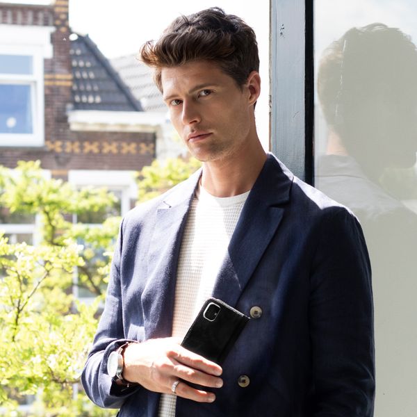 Selencia Étui portefeuille en cuir véritable Samsung Galaxy S9 - Noir