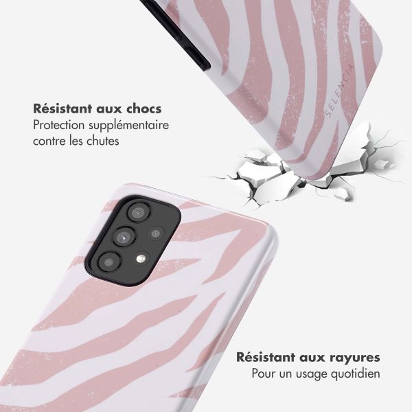 Selencia Coque arrière Vivid Tough Samsung Galaxy A53 - Colorful Zebra Old Pink