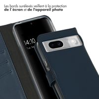 Selencia Étui portefeuille en cuir véritable Google Pixel 8a - Bleu