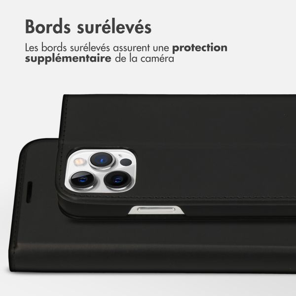 Accezz Étui de téléphone Slim Folio en cuir de qualité supérieure Apple iPhone 12 (Pro) - Noir