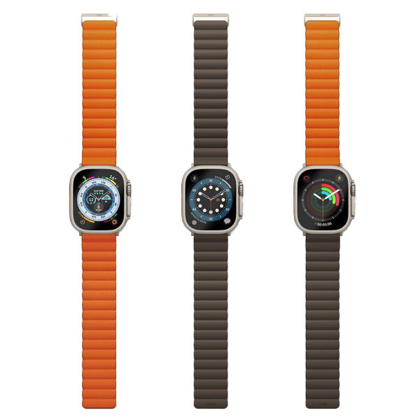 Uniq Bracelet Revix Premium Edition réversible Apple Watch Series 1 t/m 11 / SE / Ultra (44/45/46/49 mm) - Saffron Orange / Khaki