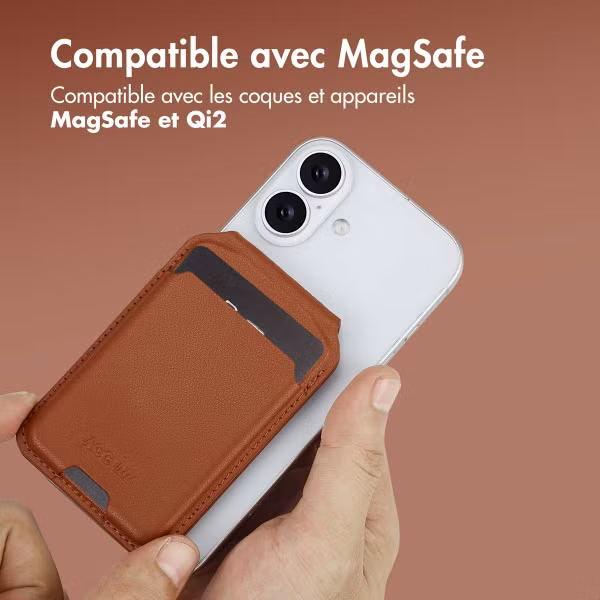 Accezz Portefeuille en cuir avec support - Compatible avec MagSafe et Qi2 - Sienna Brown