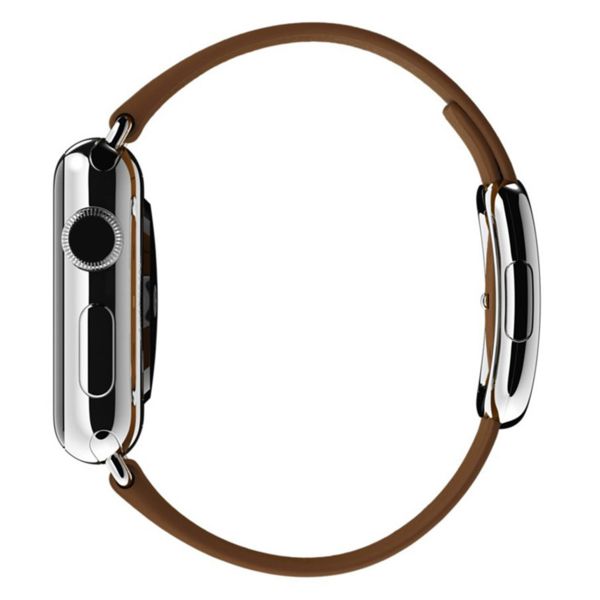 Apple Bracelet Leather Band Modern Buckle Apple Watch Series 1 t/m 9 / SE (38/40/41 mm) | Series 10 / 11 (42 mm) - Taille M - Marron