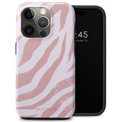 Selencia Coque arrière Vivid Tough iPhone 15 Pro - Colorful Zebra Old Pink