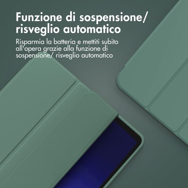 Accezz Coque tablette portefeuille Smart Silicone Samsung Galaxy Tab A9 8.7 pouces - Vert foncé