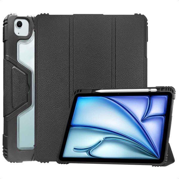 Accezz Coque tablette Rugged Trifold Apple iPad Air 11 pouces (2025) M3 / (2024) M2 / Air 5 (2022) / Air 4 (2020) - Noir