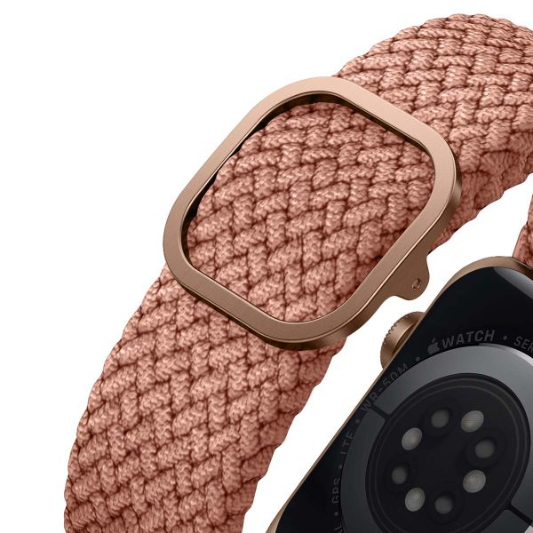 Uniq Bracelet tressé Aspen Apple Watch Series 1 t/m 9 / SE (38/40/41 mm) | Series 10 / 11 (42 mm) - Grapefruit Pink