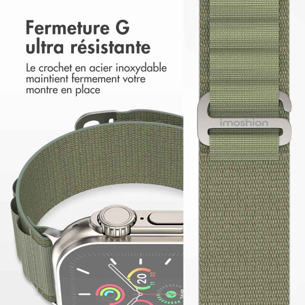 imoshion Bracelet en nylon Alpine Apple Watch Series 1 á 9 / SE (38/40/41 mm) | Series 10 (42 mm) - Olive