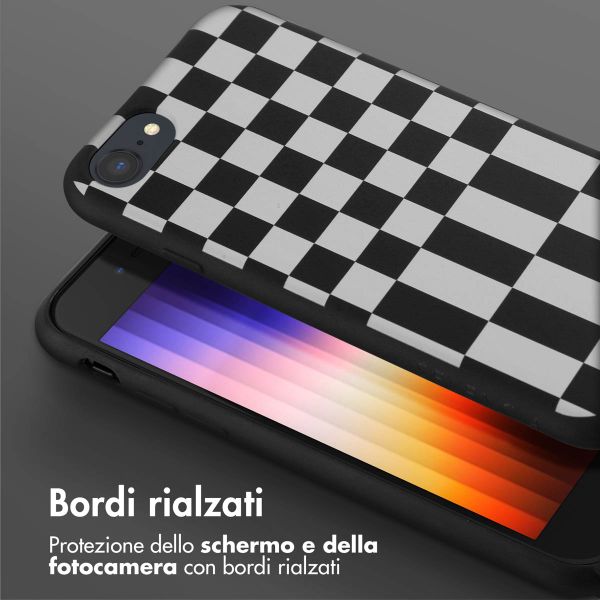 Selencia Coque design en silicone avec cordon amovible Apple iPhone SE (2022 / 2020) / 8 / 7 - Irregular Check Black