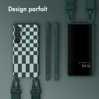 Selencia Coque design en silicone avec cordon amovible Samsung Galaxy S23 - Irregular Check Green