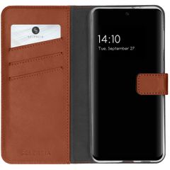 Selencia Étui portefeuille en cuir véritable Samsung Galaxy S21 FE - Marron clair