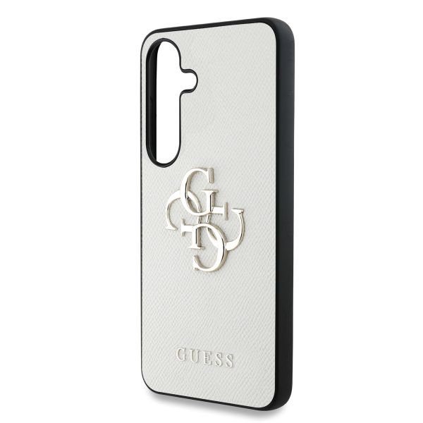 Guess Coque 4G Metal Logo Saffiano Samsung Galaxy S25 - Beige