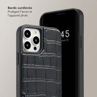 Selencia Coque Croco avec cordon et porte-cartes Nova iPhone 12 (Pro) - Black