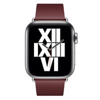 Apple Bracelet Leather Band Modern Buckle Apple Watch Series 1 t/m 9 / SE (38/40/41 mm) | Series 10 / 11 (42 mm) - Taille L - Garnet