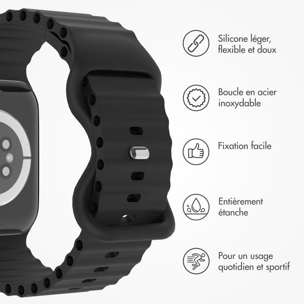 imoshion Bracelet Athletic en silicone Apple Watch Series 1 t/m 11 / SE / Ultra (44/45/46/49 mm) - Noir