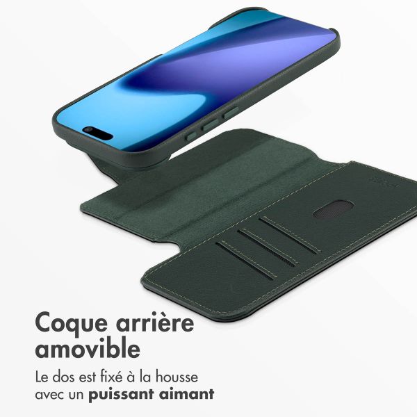 Accezz Étui de télephone portefeuille en cuir 2-en-1 avec MagSafe Apple iPhone Air - Cedar Green