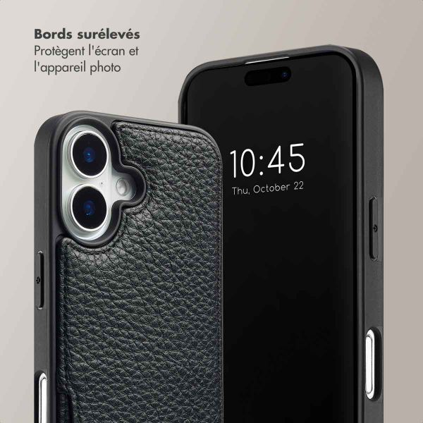 Selencia Coque arrière avec cordon et porte-cartes Nova iPhone 16 - Noir