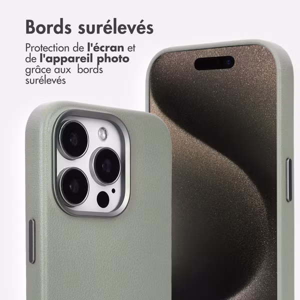 Accezz Coque arrière en cuir avec MagSafe Apple iPhone 15 Pro - Light Grey