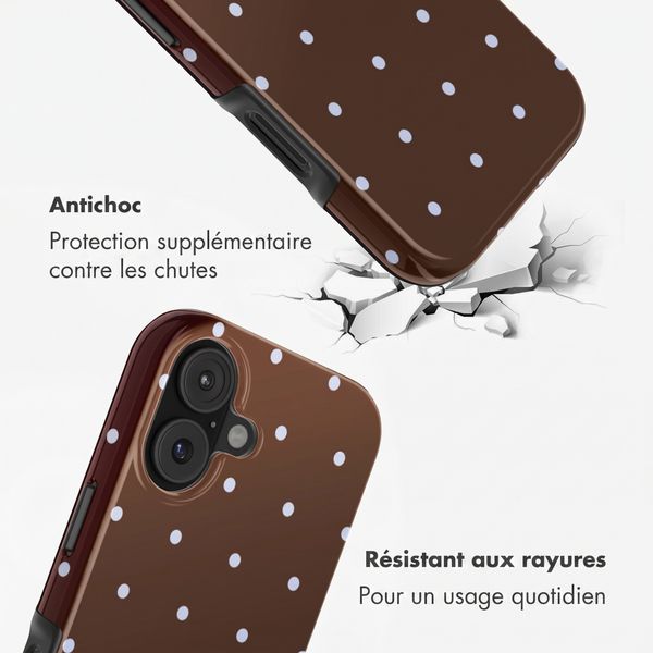 Selencia Coque arrière Vivid avec MagSafe Apple iPhone 16 - Happy Dots Chocolate