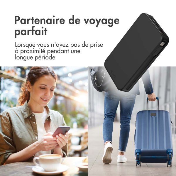 Accezz Powerbank 10 000 mAh avec câbles intégrés - Noir