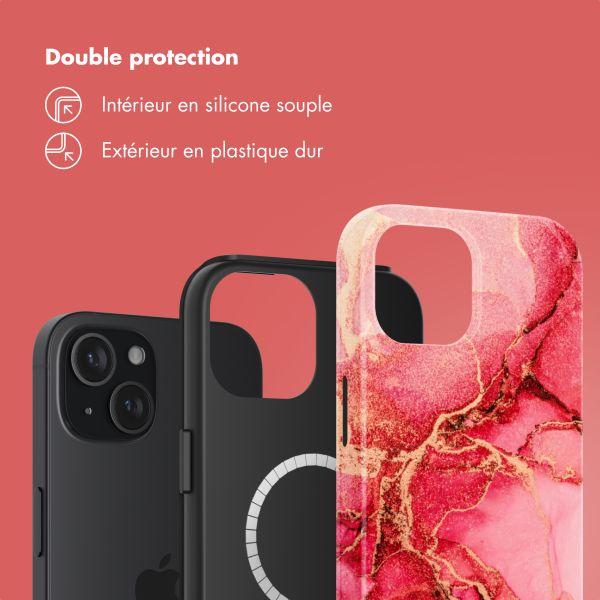 Selencia Coque arrière Vivid Tough avec MagSafe iPhone 15 - Rosy Marble