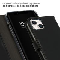 Selencia Étui de téléphone portefeuille en cuir véritable iPhone 15 Plus - Noir