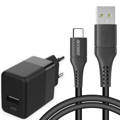 Accezz Chargeur Mural avec câble USB-C vers USB - Chargeur - 20 Watt - 1 mètre - Noir