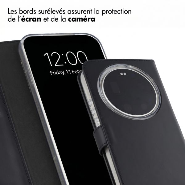 Selencia Étui portefeuille en cuir véritable Xiaomi 17 Ultra - Noir