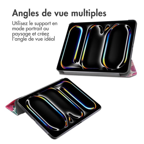 imoshion Coque tablette Design Trifold Apple iPad Pro 11 (2024) M4 - Floral Water Color