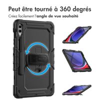 Accezz Coque arrière robuste avec bandoulière pour Samsung Galaxy Tab S10 Plus / Tab S9 FE Plus / Tab S9 Plus 12.4 pouces - Noir