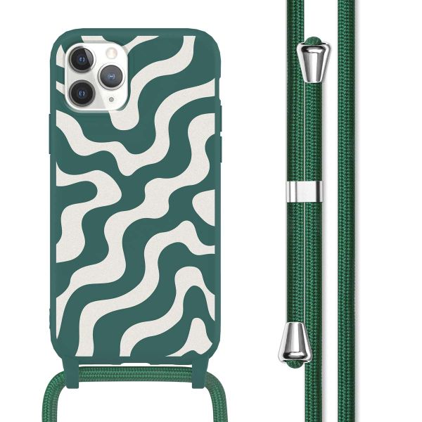 imoshion Coque design en silicone avec cordon iPhone 11 Pro - Petrol Green Groovy