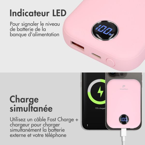 imoshion Batterie externe MagSafe - 10.000 mAh - Batterie externe sans fil - Rose