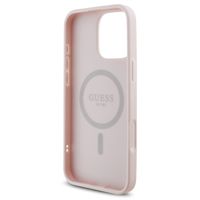 Guess Coque Grained MagSafe avec Flower Charm Strap Apple iPhone 16 Pro - Rose