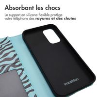 imoshion Étui de télephone portefeuille Design Samsung Galaxy A33 - Black Blue Stripes