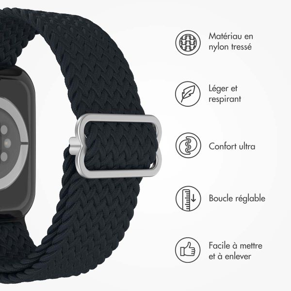 imoshion Bracelet tissé en nylon Apple Watch Series 1 á 10 / SE / Ultra (2) (44/45/46/49 mm) - Gris foncé