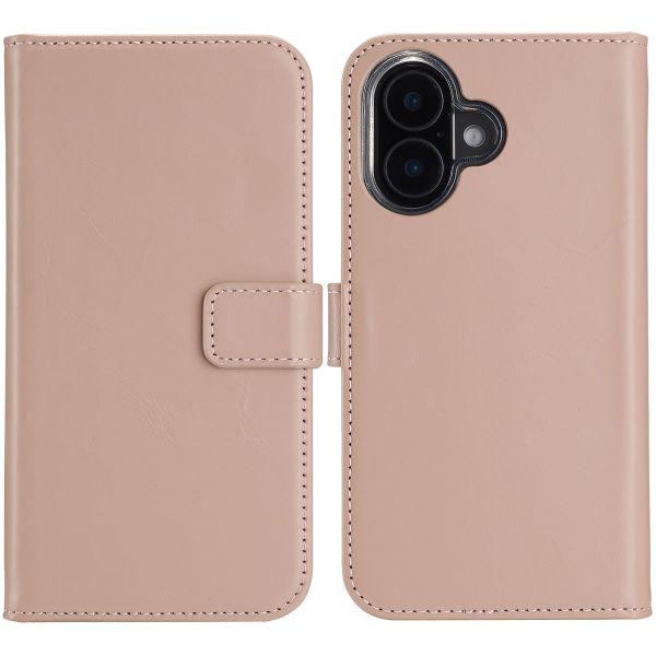 Selencia Étui de téléphone portefeuille en cuir véritable iPhone 16 - Dusty Pink