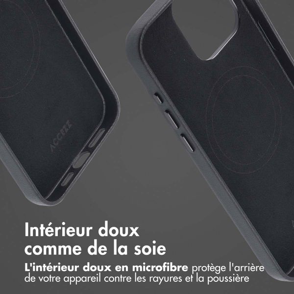 Accezz Coque arrière en cuir avec MagSafe iPhone 15 Pro Max - Onyx Black