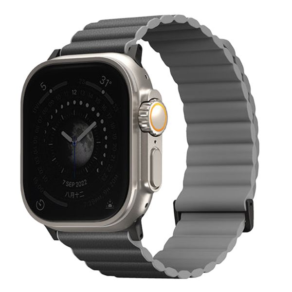 Uniq Bracelet Revix Premium Edition réversible Apple Watch Series 1 t/m 11 / SE / Ultra (44/45/46/49 mm) - Charcoal / Ash Grey