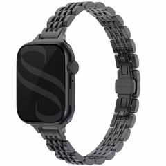 Selencia Bracelet en acier slim style Jubilee Apple Watch Series 1 t/m 9 / SE (38/40/41 mm) | Series 10 / 11 (42 mm) - Noir
