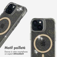 imoshion Coque arrière transparente Pailletée avec MagSafe Apple iPhone 15 - Doré