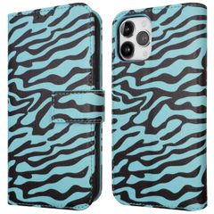 imoshion Étui de télephone portefeuille Design Apple iPhone 12 (Pro) - Black Blue Stripes