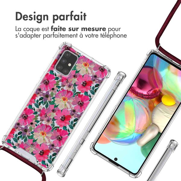 imoshion Coque Design avec cordon Samsung Galaxy A71 - Flower Water